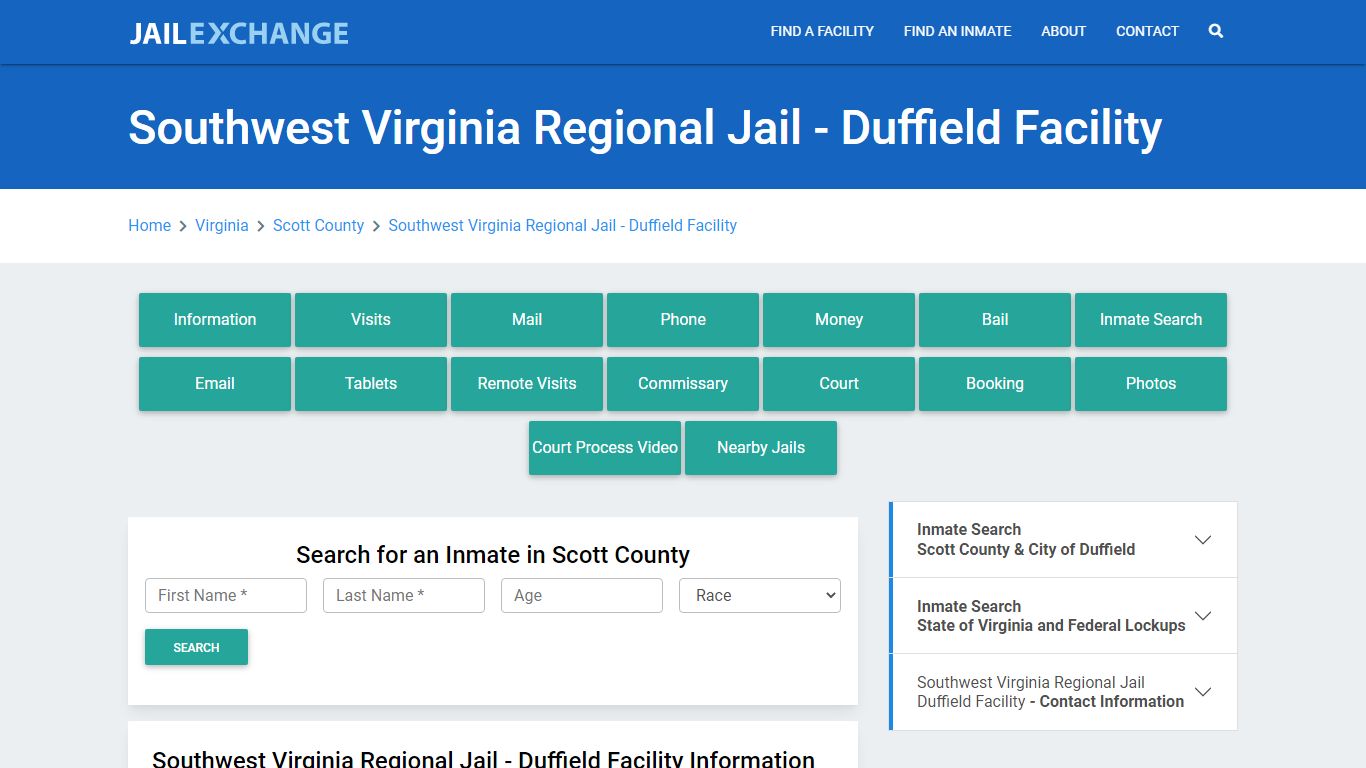 Southwest Virginia Regional Jail - Duffield Facility - Jail Exchange