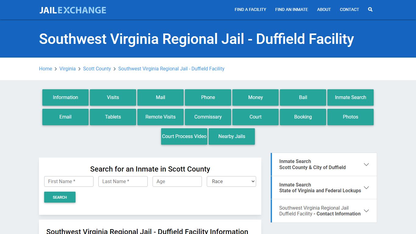 Southwest Virginia Regional Jail - Duffield Facility - Jail Exchange